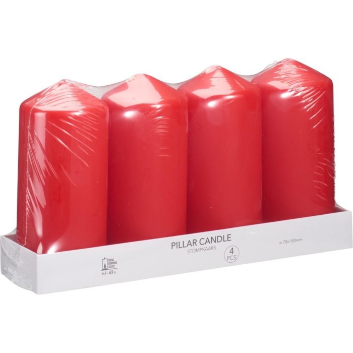 SET 4 CANDELE 7X15CM ROSSO